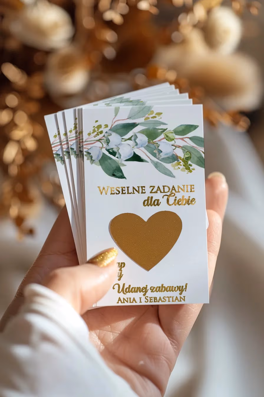 Zdrapki Ślubne Rubin nr 4 – Złocony Eukaliptus i Podziękowania dla Gości