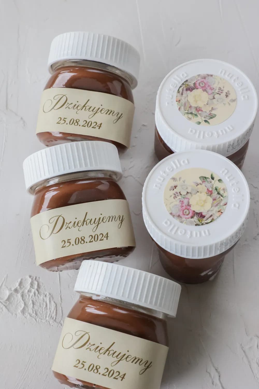Remerciements Invités Petits Pots de Nutella, Étiquette Personnalisée | Cadeaux de Mariage Gourmands | Szafirowe n° 1
