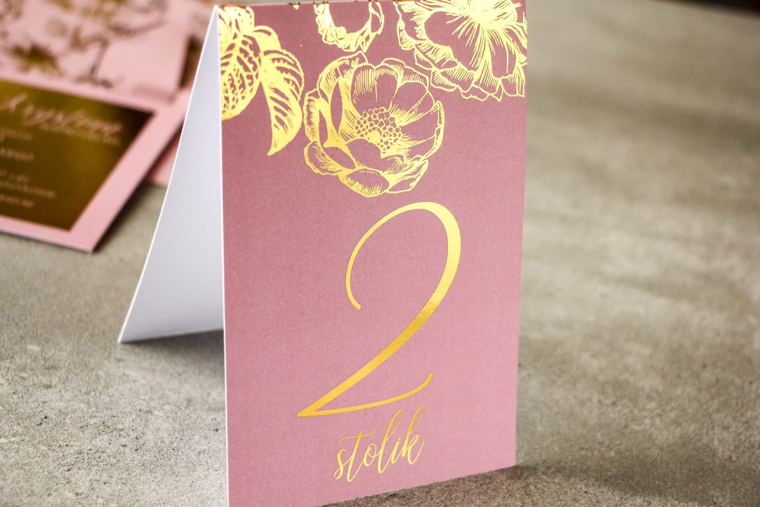 Pink Gold-Foiled Wedding Table Numbers | Glamour Table Numbering | Brilant No. 2