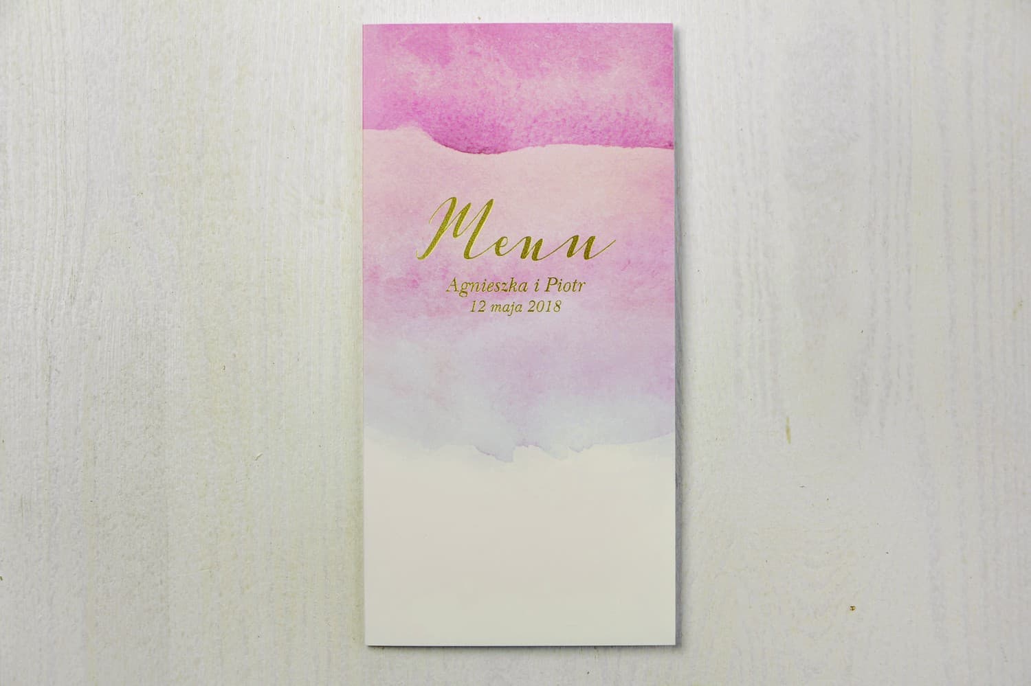 Folded Gilded Wedding Menu | Pastel Pink Watercolor | Table Menu Card | Delfina No. 5