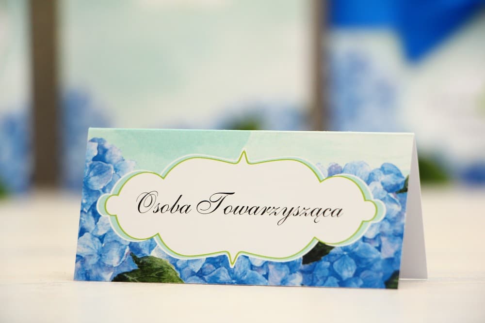 Felicja No. 19 Wedding Place Cards – Blue Hydrangea Table Name Cards