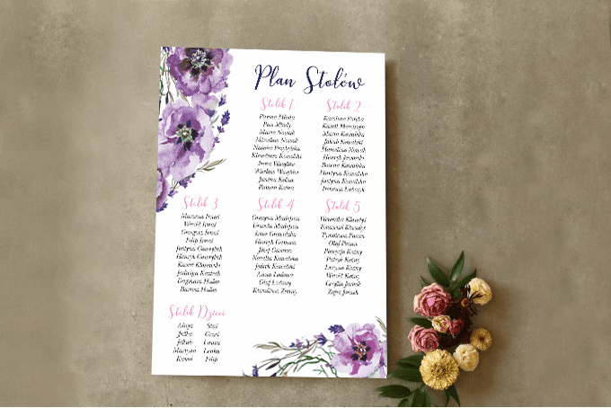Plan de Table Mariage avec Couronne Violette | Tableau des Invités, Placement des Tables | Cykade n° 9