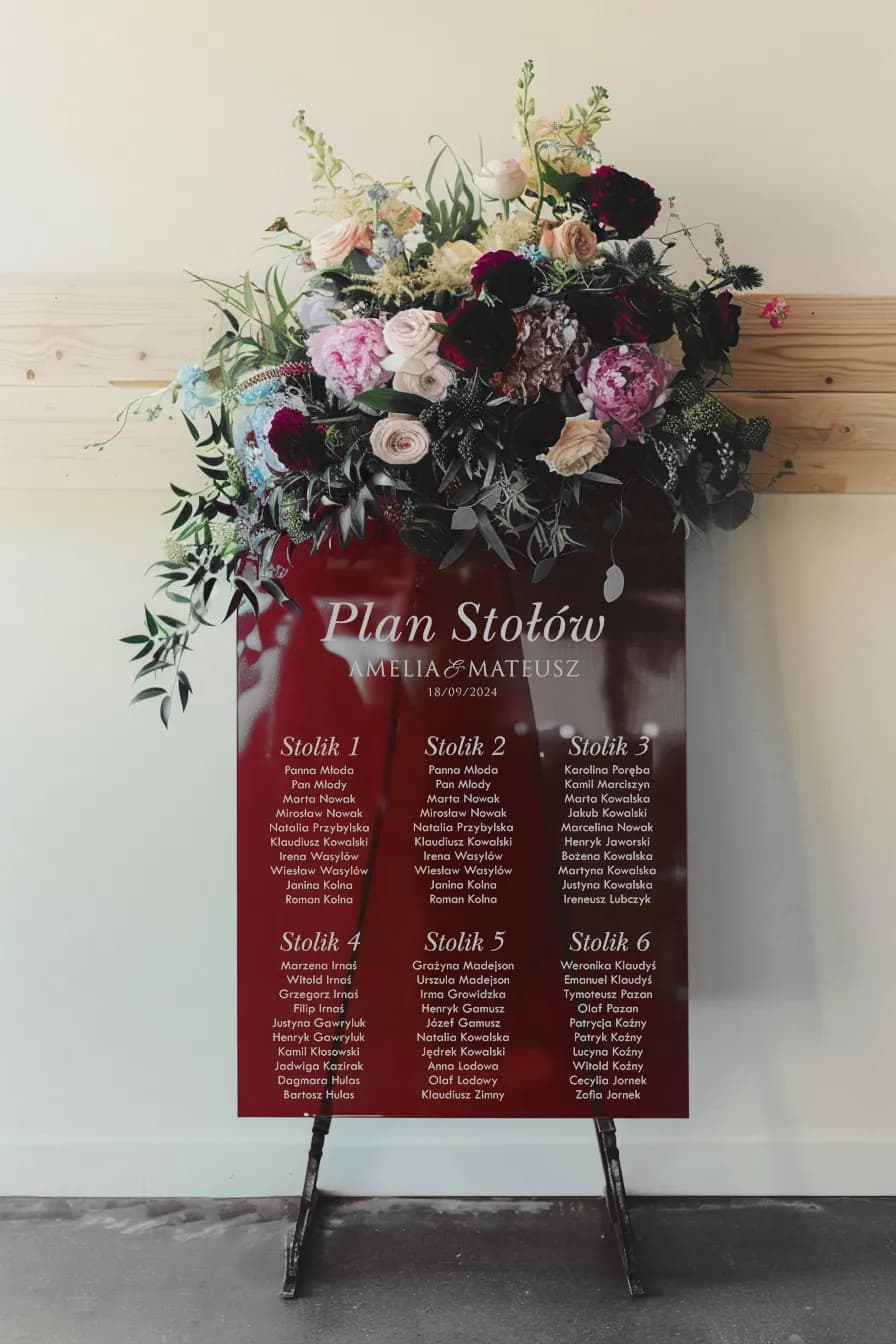 Plan de table moderne sur plexiglas, Tableau de placement personnalisé | Plan de table de mariage | Kraft n° 6