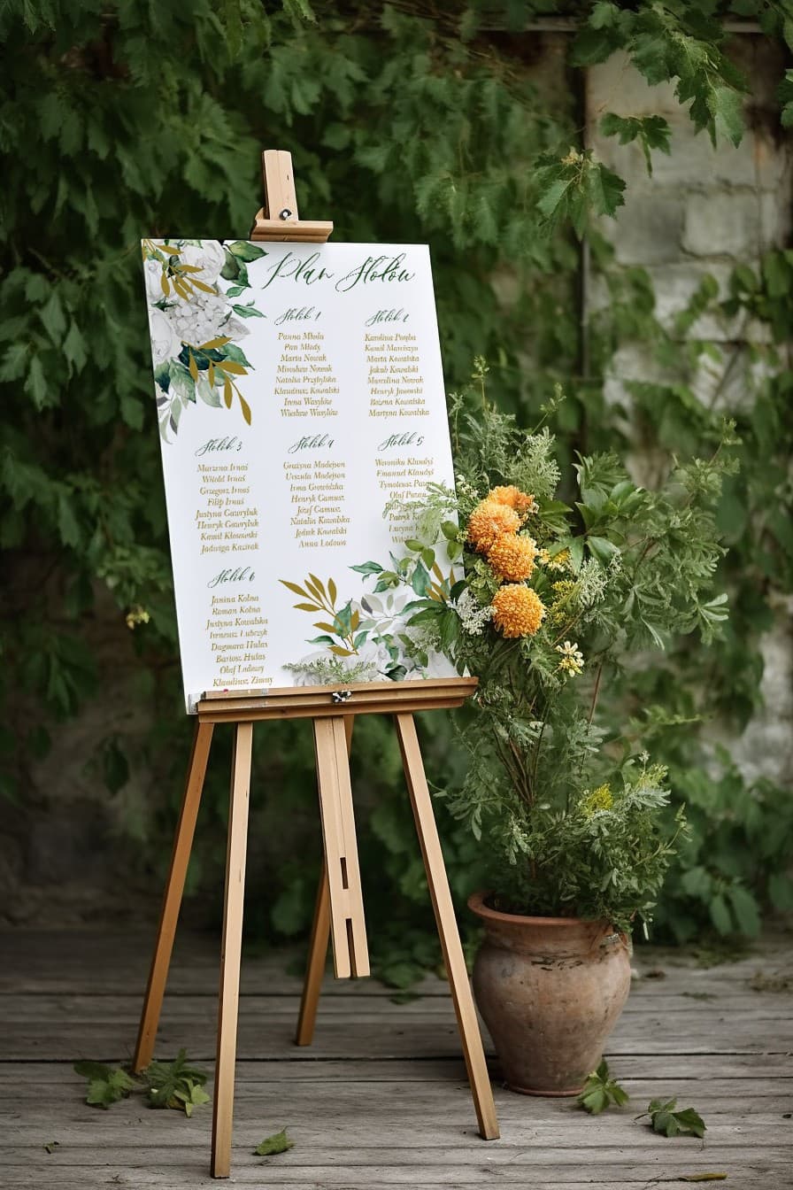 Plan de Table Élégant avec Pivoines Blanches et Hortensias | Tableau des Invités, Affiche | Rubin n° 11