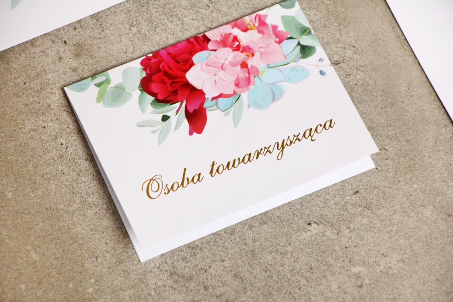 Platzkarten Hochzeit Sorento Nr. 14 – Veredelte Tischkarten mit Pfingstrosen-Motiv