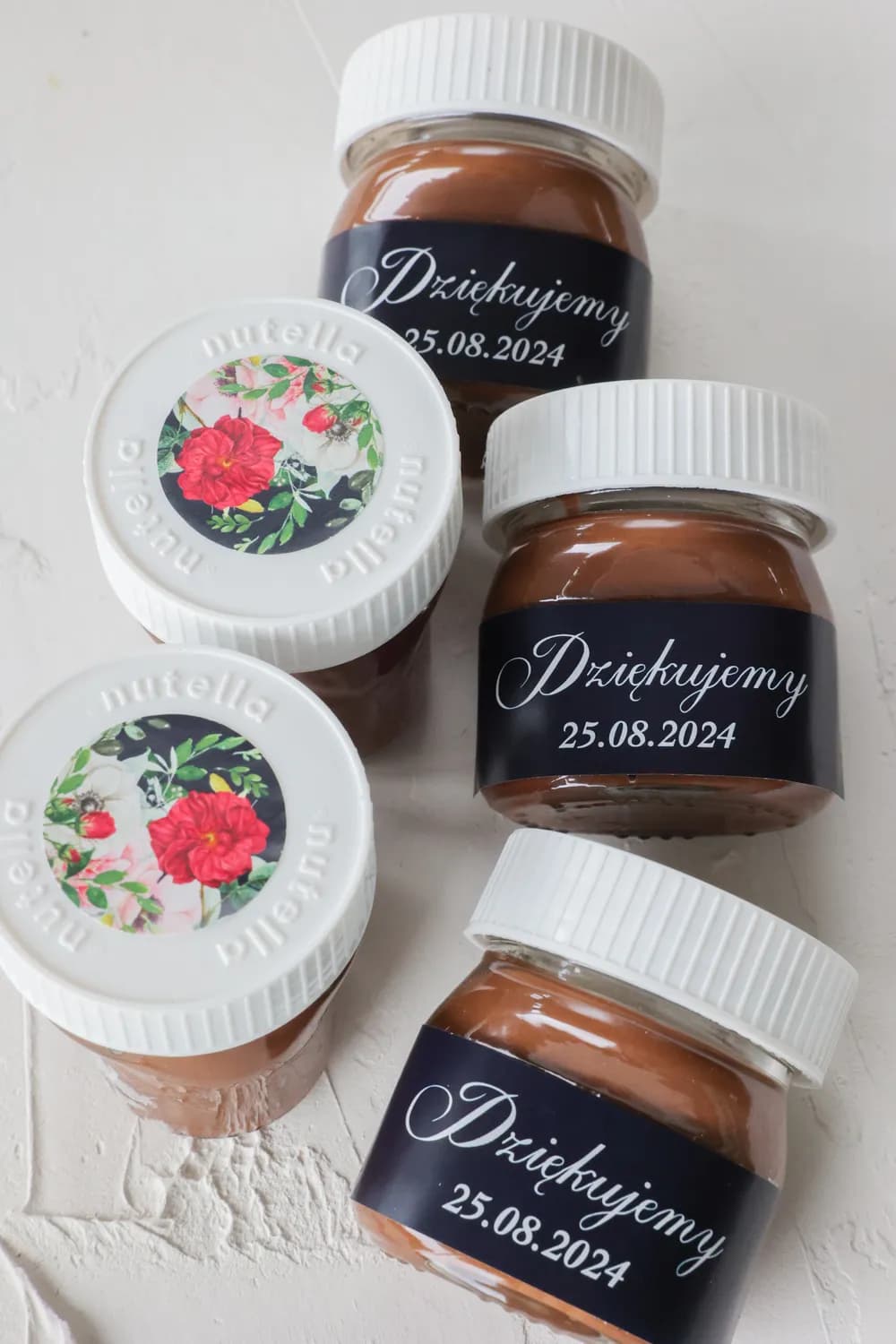 Pots de Nutella Personnalisés Remerciements Invités, Cadeau Élégant avec Texte | Szafirowe n° 4