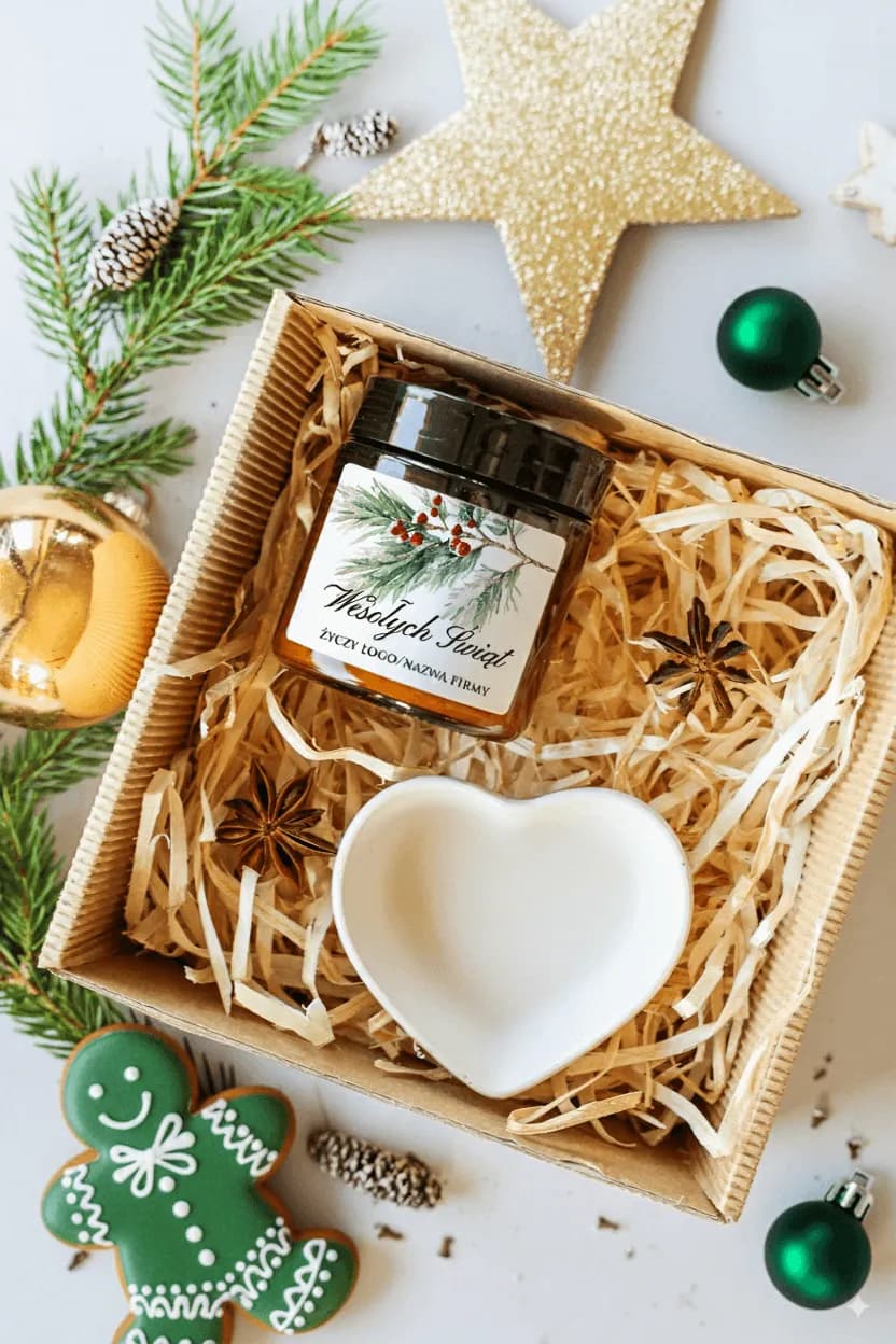 Premium Gift Box with Personalized Soy Candle and Heart Tray | Elegant Corporate Christmas Gift | Box No. 22