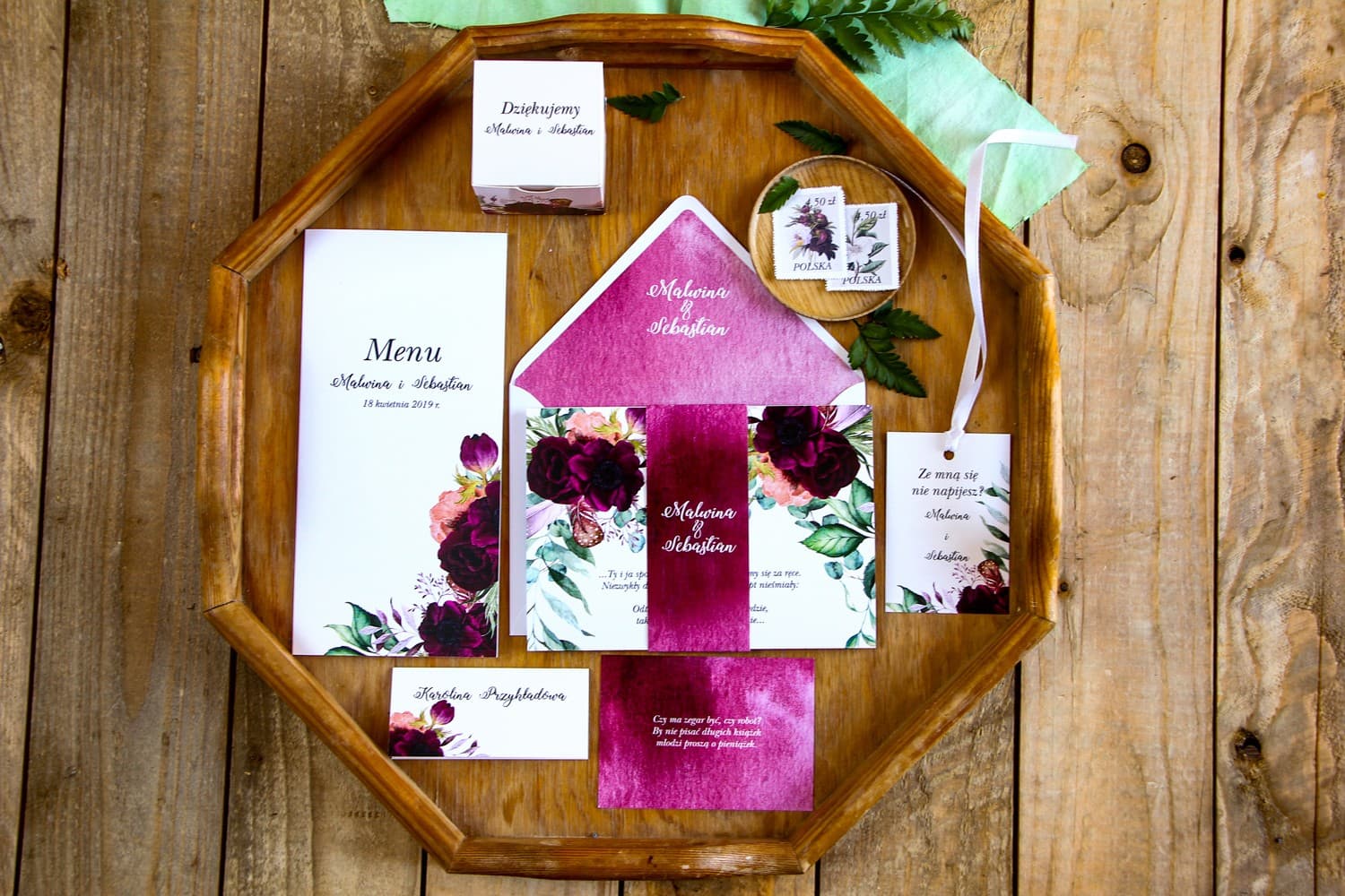 Muster Hochzeitseinladungen Burgund-Pfingstrosen | Papeterie Muster-Set | Rozalia Nr. 2