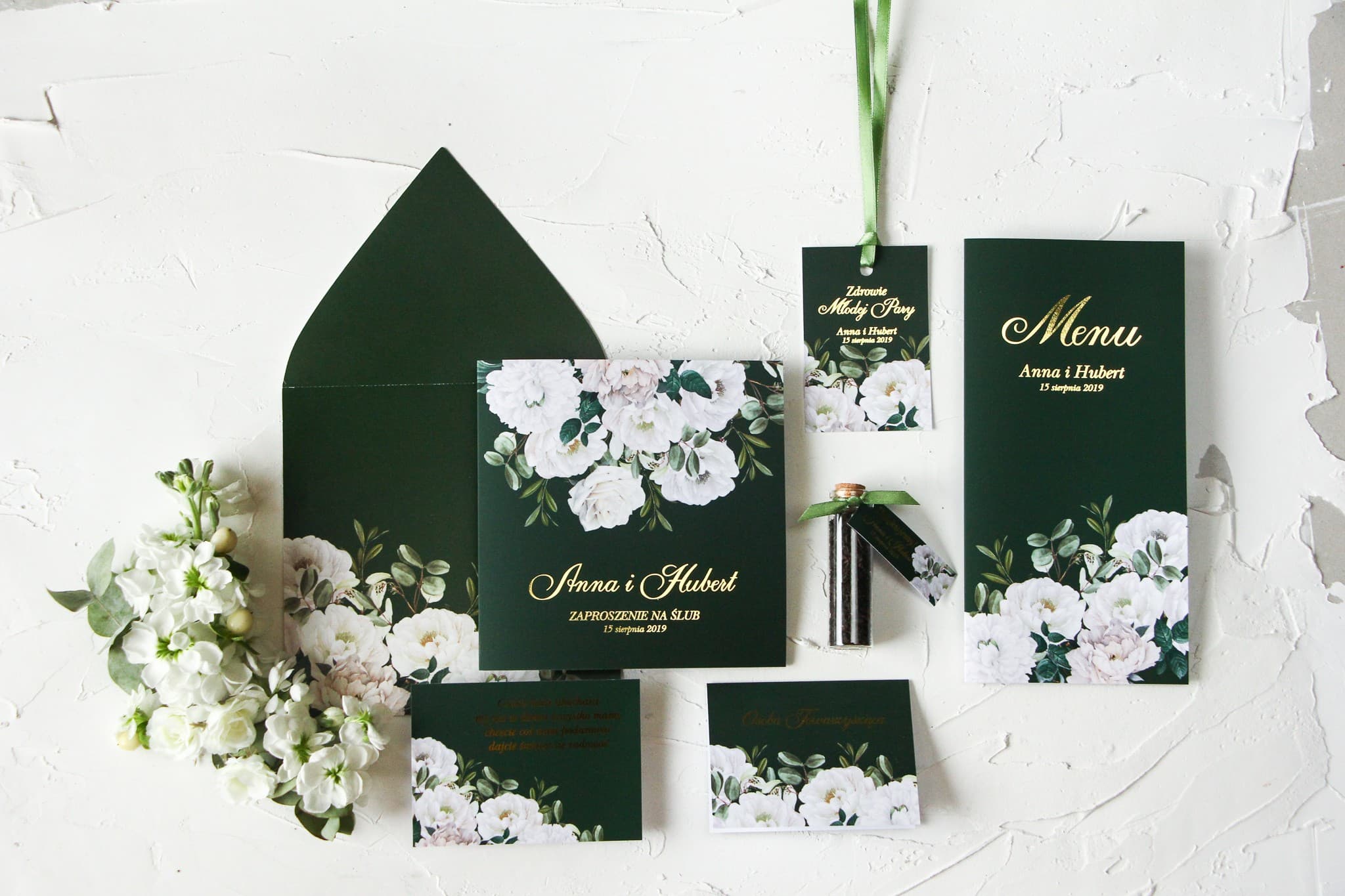 Muster-Set Hochzeitseinladungen Goldveredelt, Dunkelblau | Kollektion Szafirowe Nr. 3