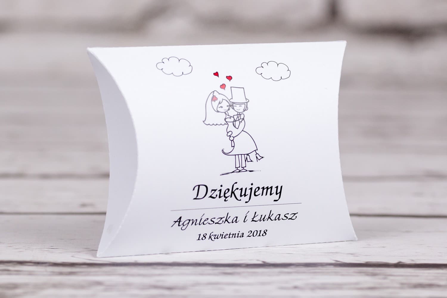 Pudełeczko Poduszeczka z Rysunkiem Pary Młodej | Podziękowania dla Gości Weselnych | Bueno nr 8