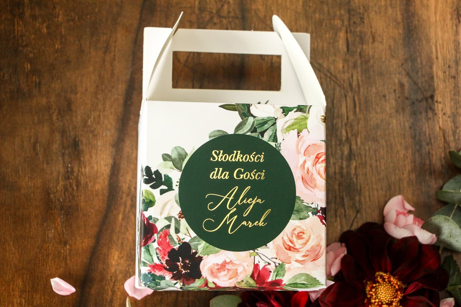 Elegante Kuchenschachtel Glamour mit Pfingstrosen | Gastgeschenk | Soreli Nr. 2