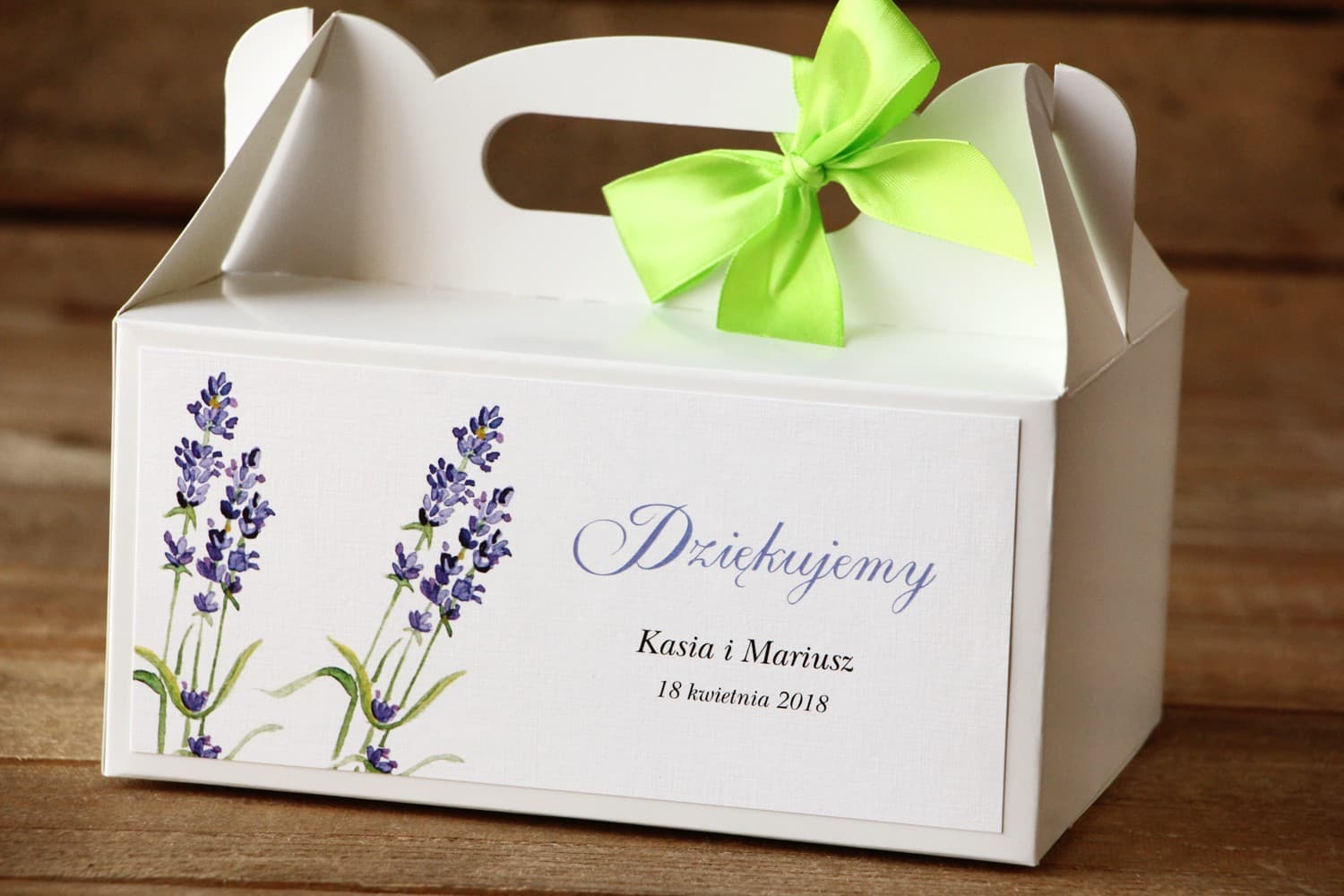 Rectangular Wedding Cake Box with Handle | Watercolour Lavender | Painted Flowers No. 8