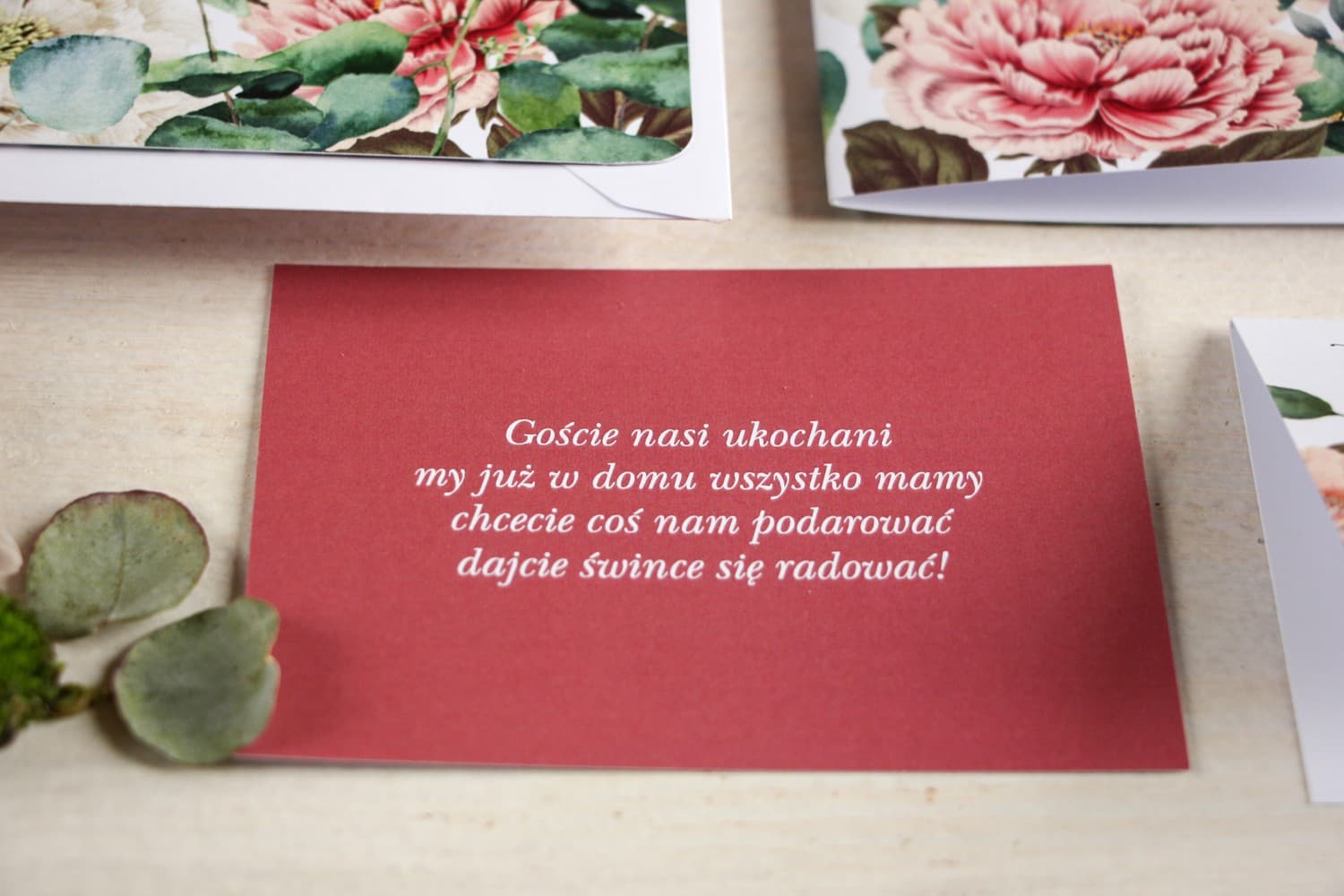 Money Request Card with Red Flowers | Wedding Invitation Insert | Aurum No. 2