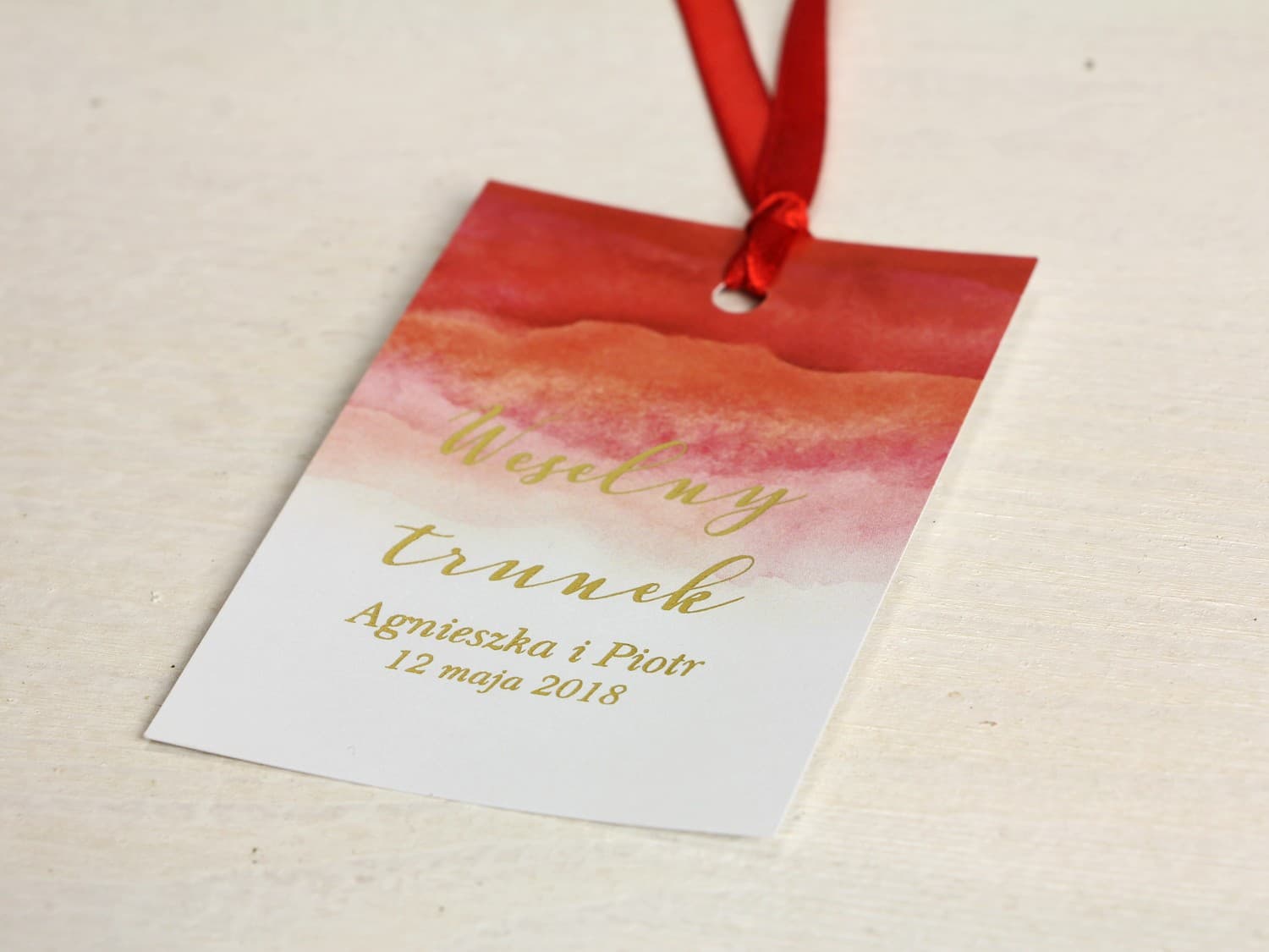 Gilded Red Watercolour Wedding Bottle Tags | Personalized Bottle Labels | Delfina No. 1