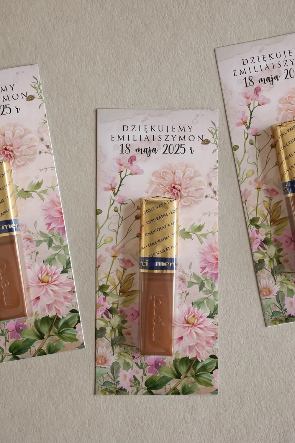 Ringraziamenti Merci con grafica rose pastello e foglie | Ringraziamenti per ospiti di nozze | Impresione n. 13