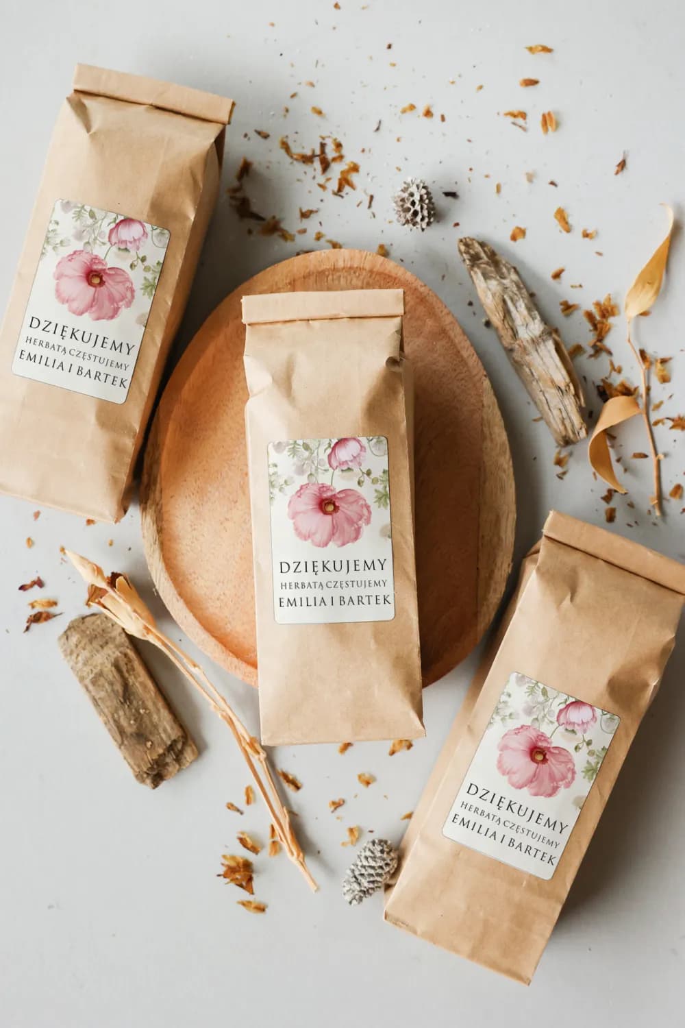 Wedding Favour Tea Personalized Gift in Eco Pouch | Impresja No. 1