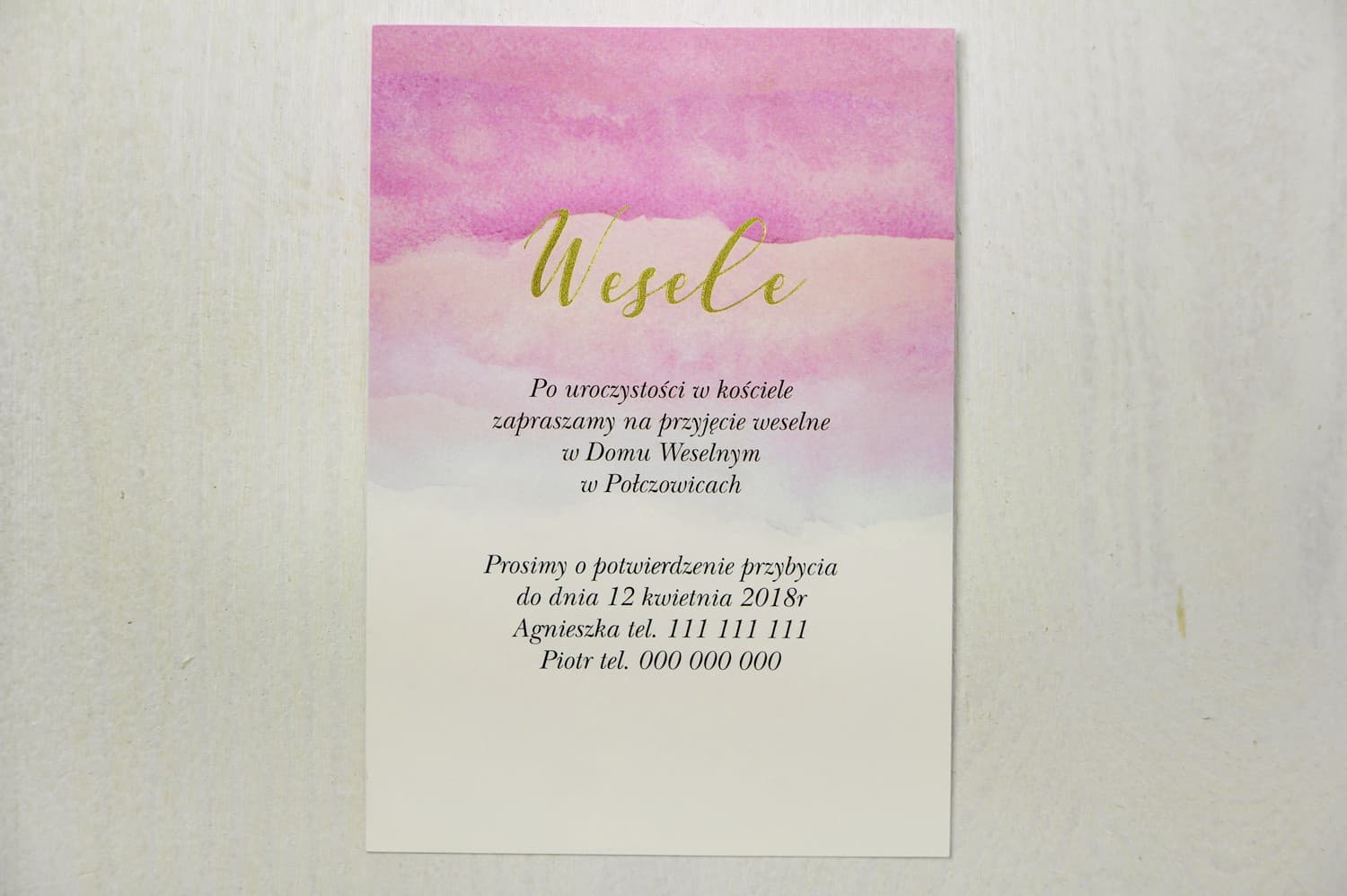 Rosa Einladungskarte Aquarell Vergoldet | Beileger für Hochzeitseinladungen, RSVP | Delfina Nr. 5