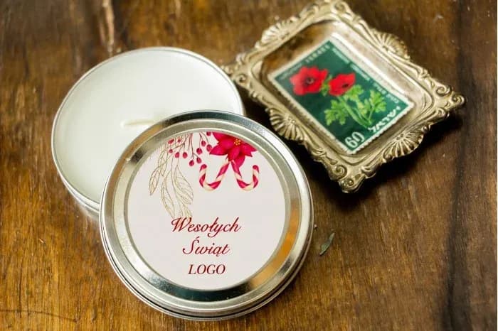 Poinsettia Christmas Soy Candle | Corporate Logo Gifts, Business Holiday Favours | OK3