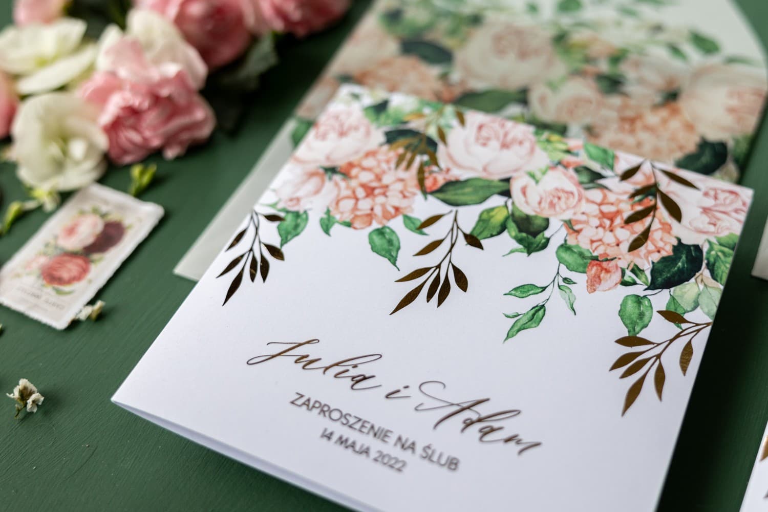 Peonies and Hydrangea Wedding Invitation Sample - Rubin No. 10