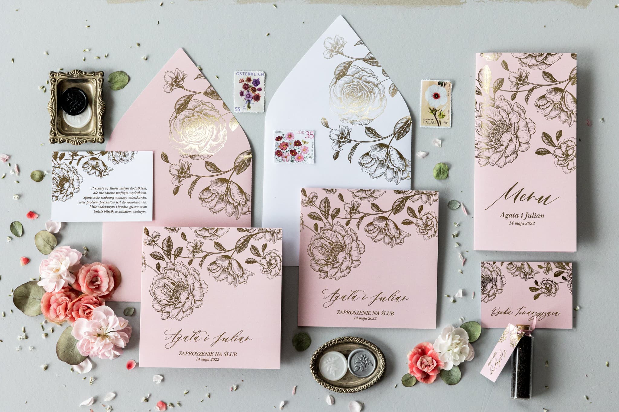 Wedding Stationery Sample Pack with Invitation and Place Card Onyks Design 1