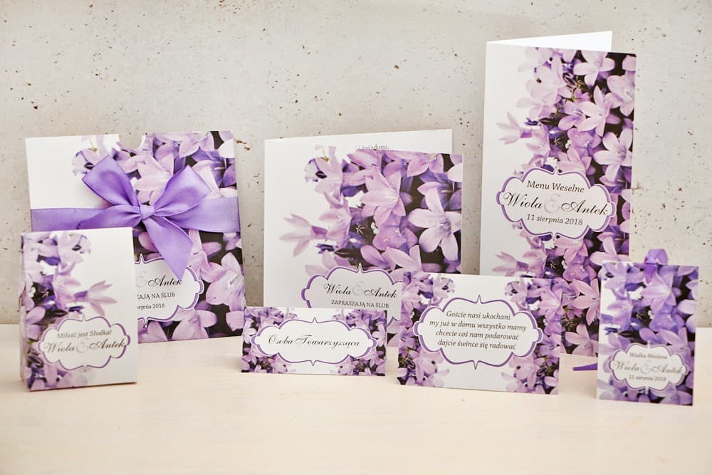 Wedding Stationery Sample Set with Voucher - Purple Flowers | Wedding Invitation, Place Card & Menu Samples | Felicja Design 14