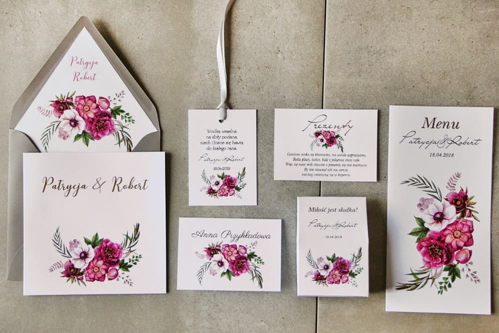 Gold-Foiled Floral Invitation Samples with Anemones | Wedding Stationery Sample Set | Cykade No. 5