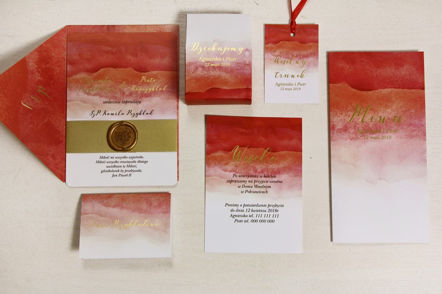Gold Foiled Wedding Invitation Samples with Wax Seal | Stationery Sample Pack | Delfina Design 1