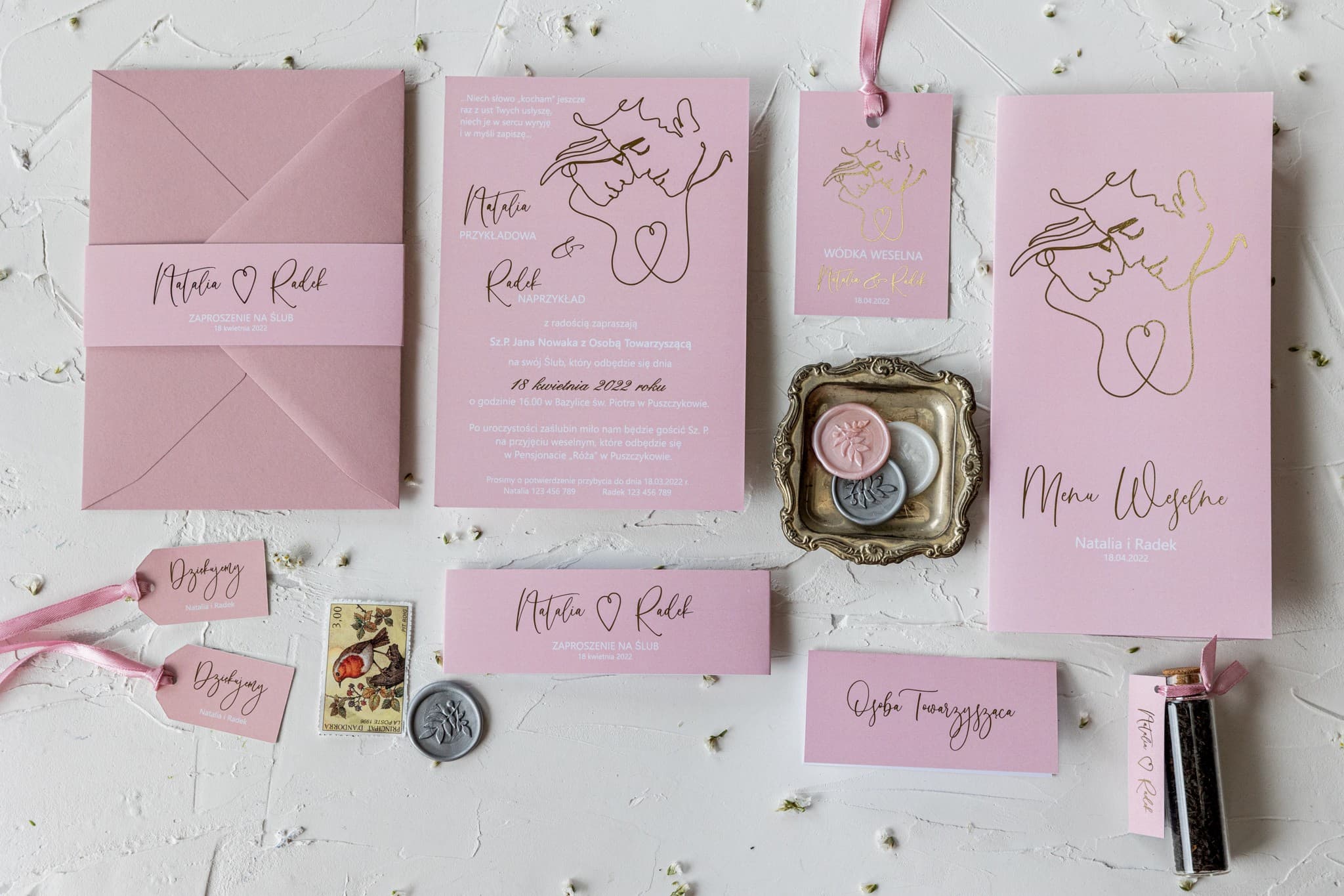 Wedding Invitation Sample Set with Discount Voucher - Jaspis Design 3