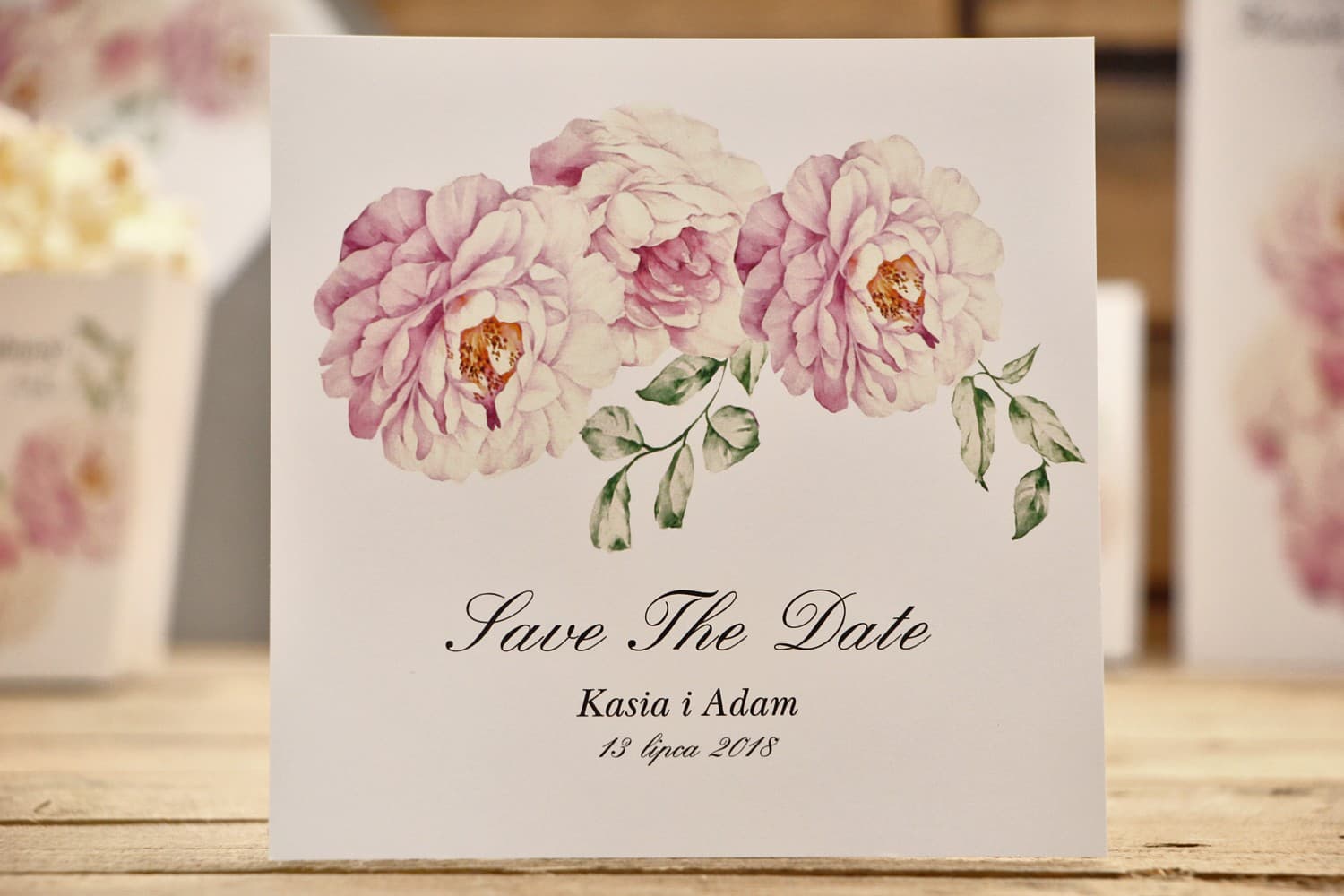 Save The Date Puderrosa Rosen, Elegante Hochzeitskarte | Reservieren Sie das Datum | Kollektion Amelia Kalia Nr. 6