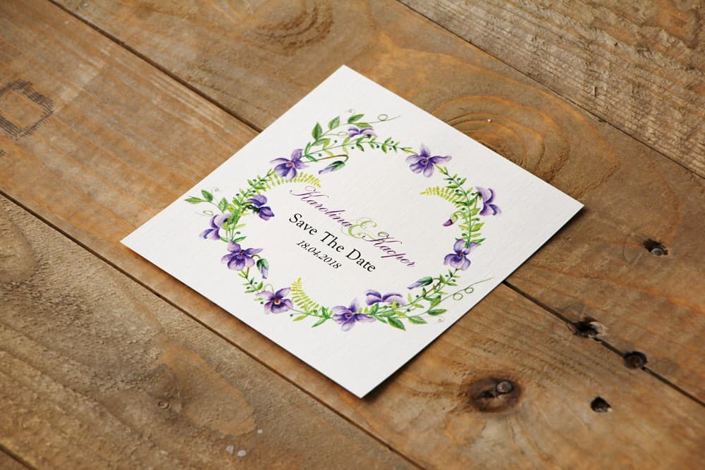 Spring Violet Wedding Save the Date | Watercolour Floral Cards | Watercolours No. 7