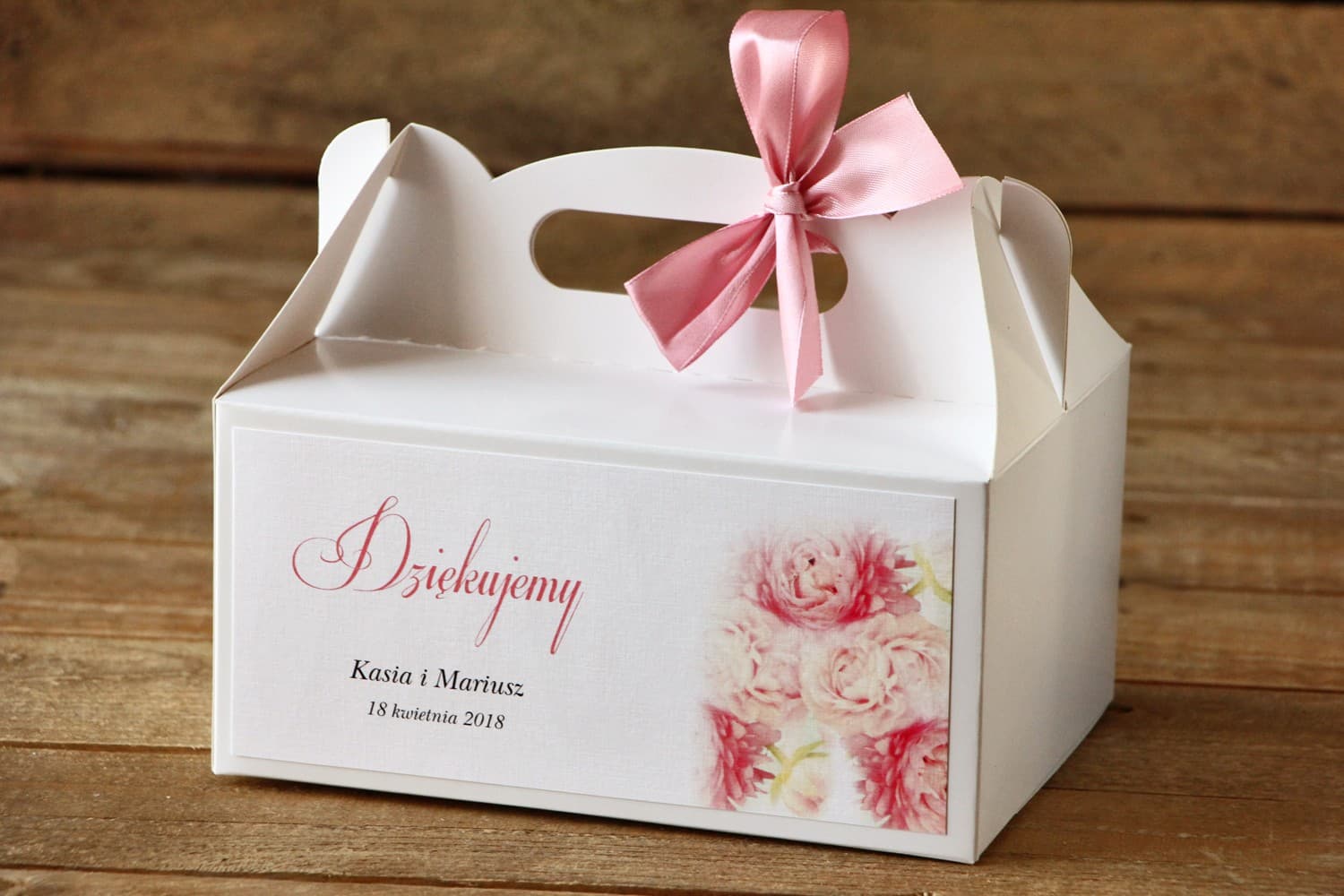 Scatole per Torta Nuziale con Peonie | Confezioni Personalizzate per Ospiti | Fiori Dipinti n. 9