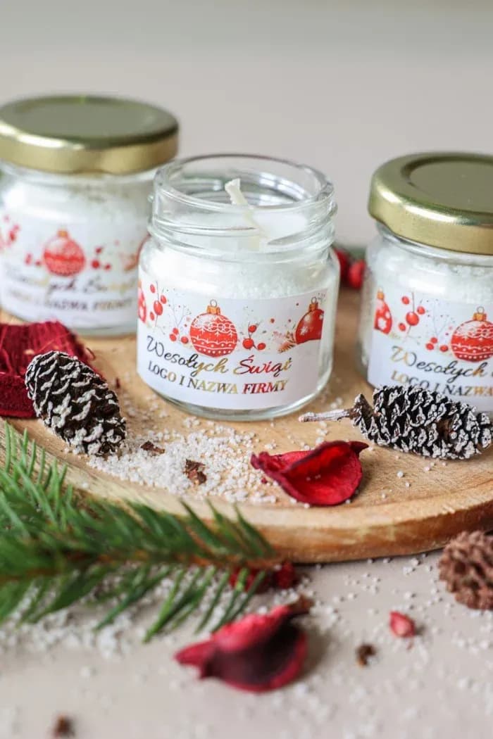 Scented Candle with Logo, Red Baubles | Corporate Christmas Gifts, Client Favours | SG1