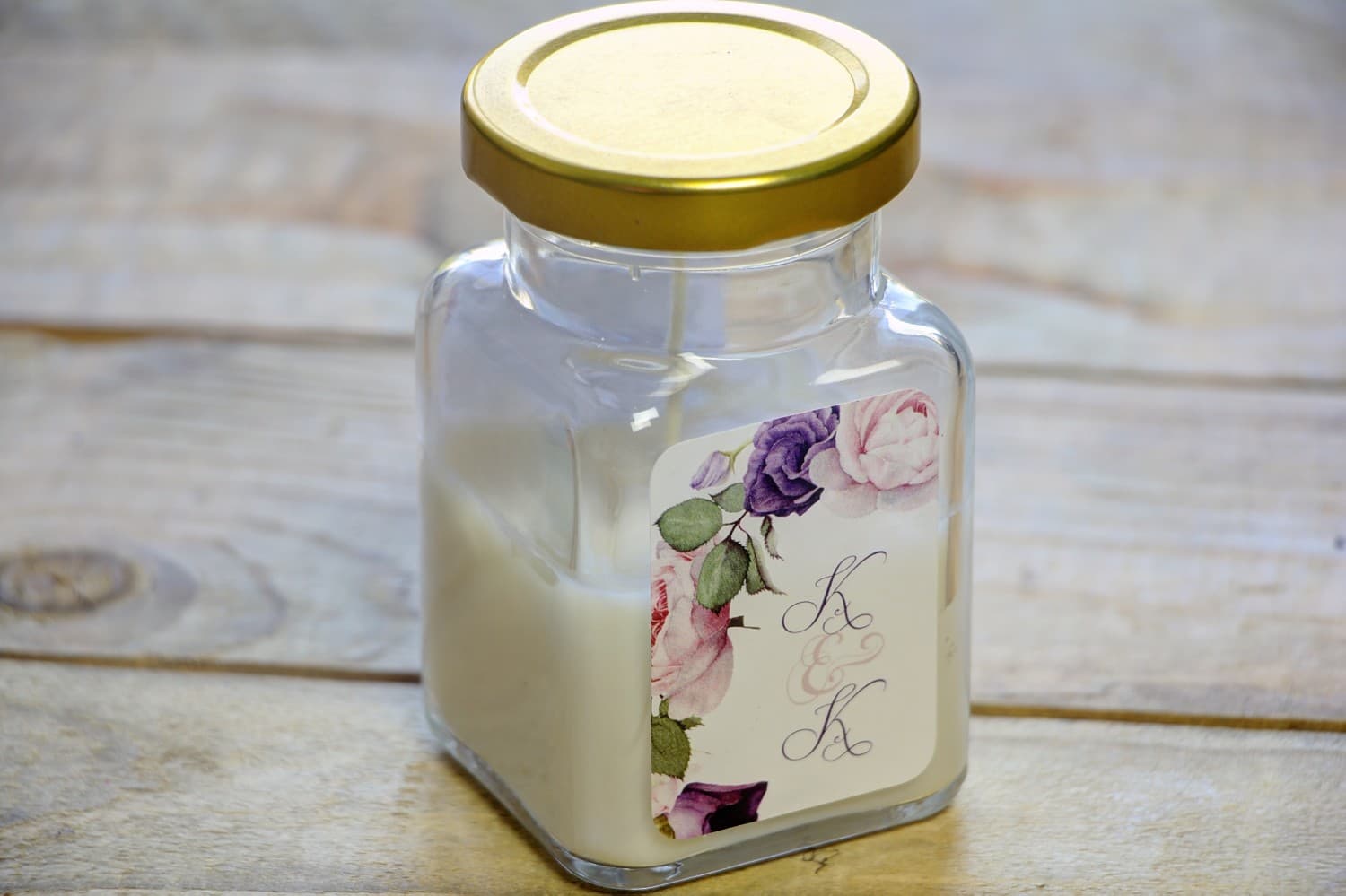 Soy Candle Watercolours No. 16 – Rose Motif Wedding Favour