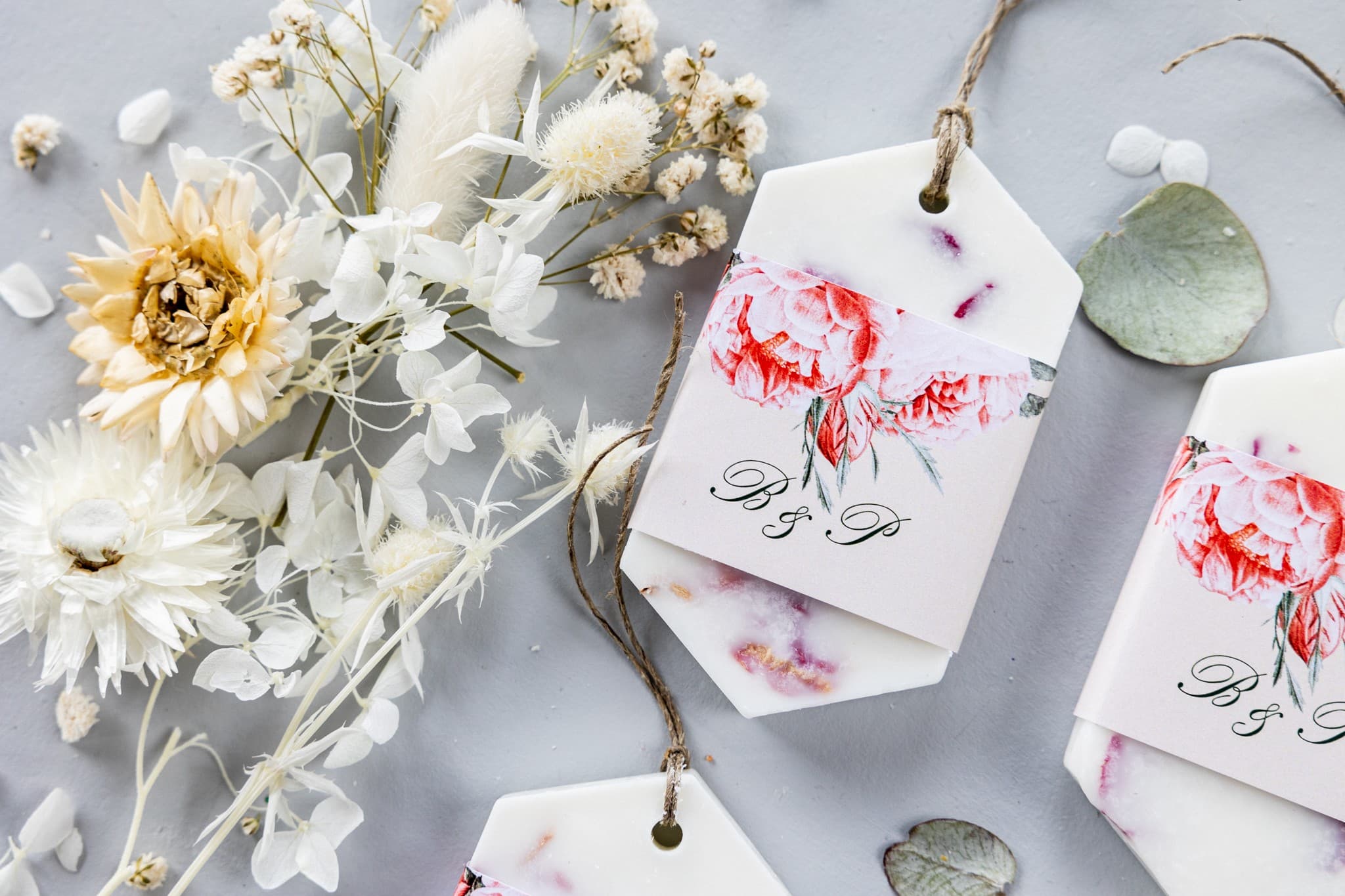 Scented Soy Wax Melts with Peonies | Elegant Wedding Favours | Korani No. 6