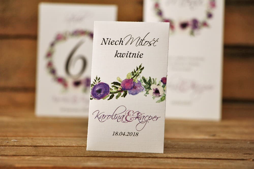 Semi di Nontiscordardimé EKO con Motivo Viola Acquerello | Bomboniere Matrimonio Personalizzate | Acquerello n. 11