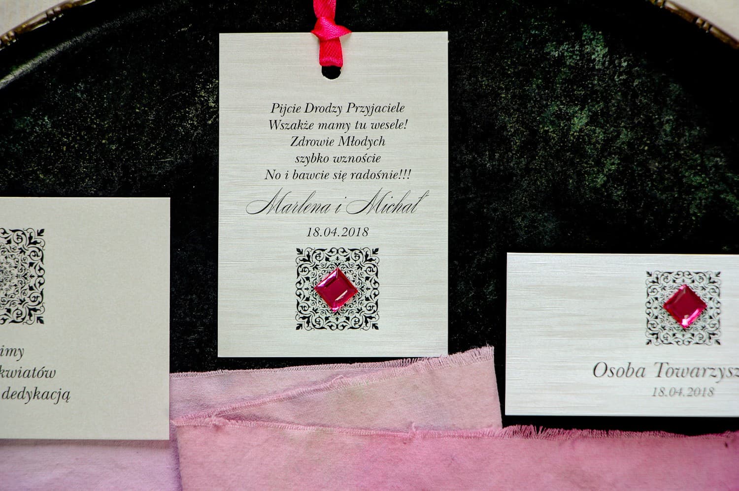 Elegant Alcohol Tags with Cubic Zirconia, Silver Ornament | Glamour Wedding Vodka Tags | Brenet No. 2