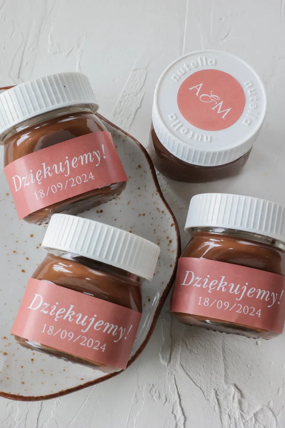 Mini Nutella dla Gości z Kwiatową Etykietą | Słodkie Podziękowania Weselne | Kraft nr 9