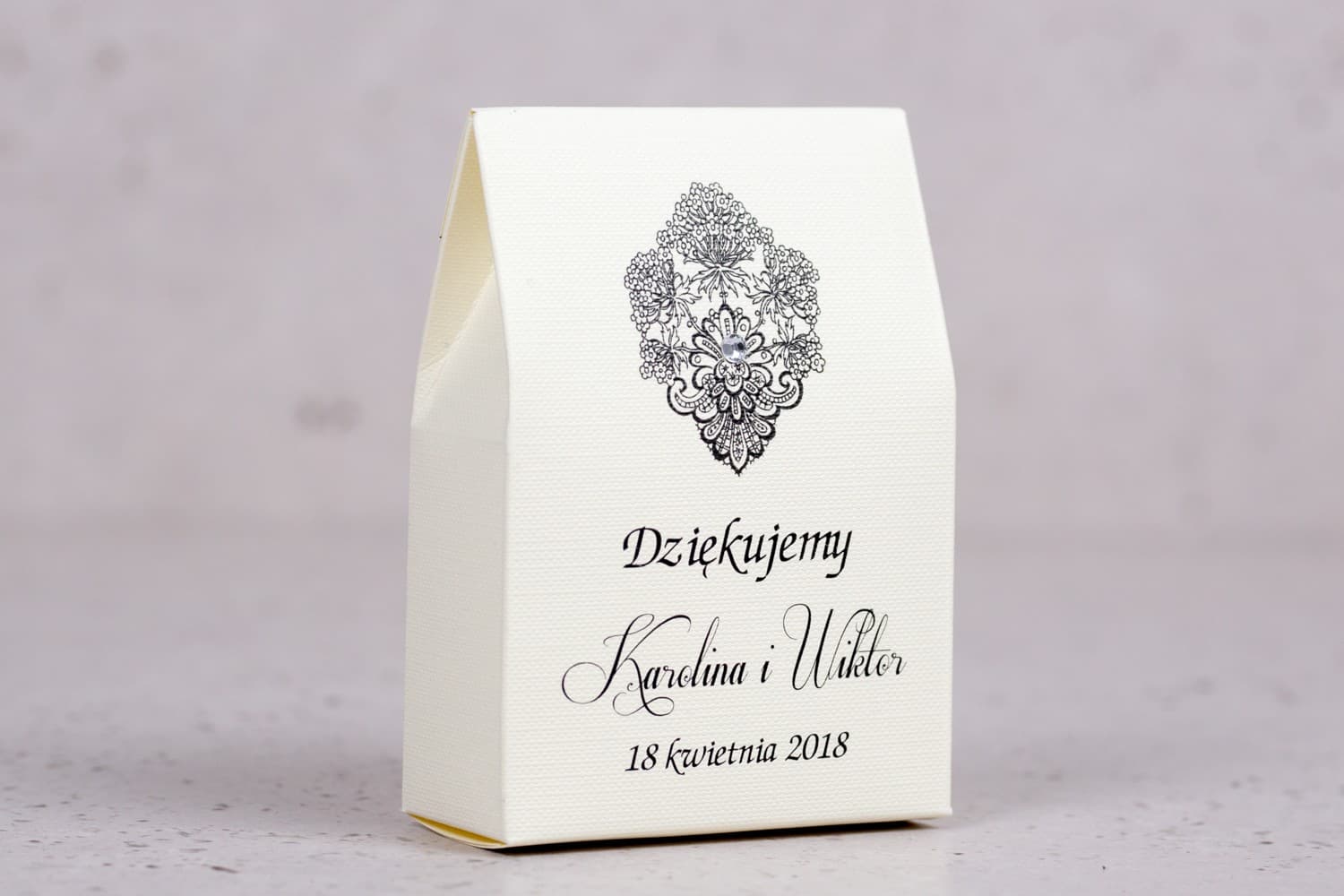 Eleganckie Pudełeczka ze Słodyczami i Cyrkonią | Podziękowania dla Gości Weselnych | Moreno nr 1