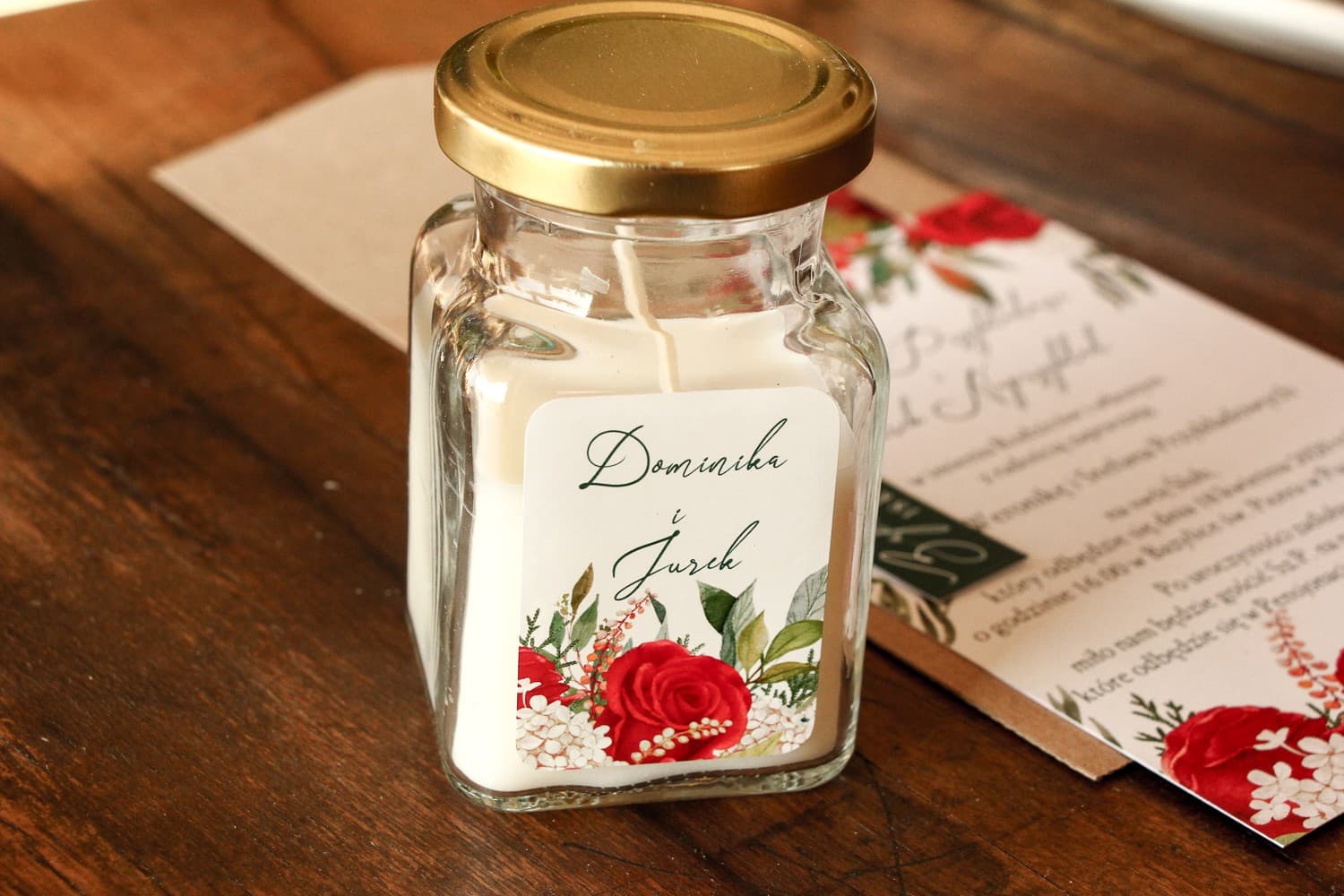 Sojakerze Delize Nr. 2 – Gastgeschenk mit roter Rose