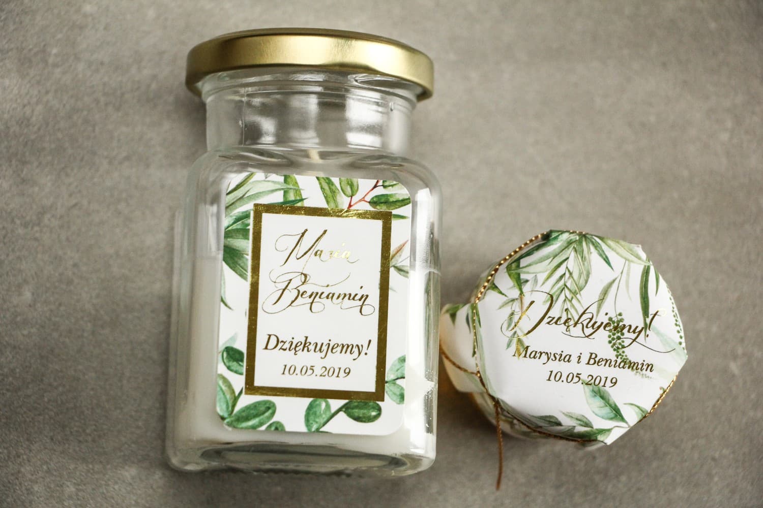 Sojakerze im Glas Flores Nr. 3 – Vergoldetes Dankeschön für Gäste Greenery