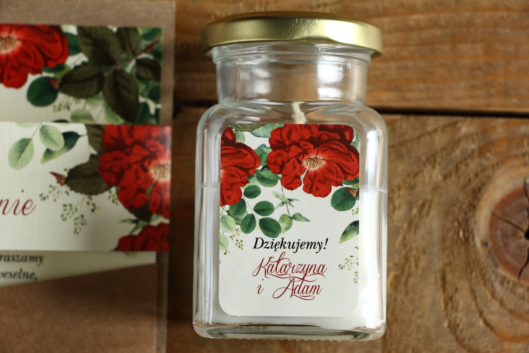 Sojakerze Kraft Nr. 4 – Gastgeschenk mit Rose