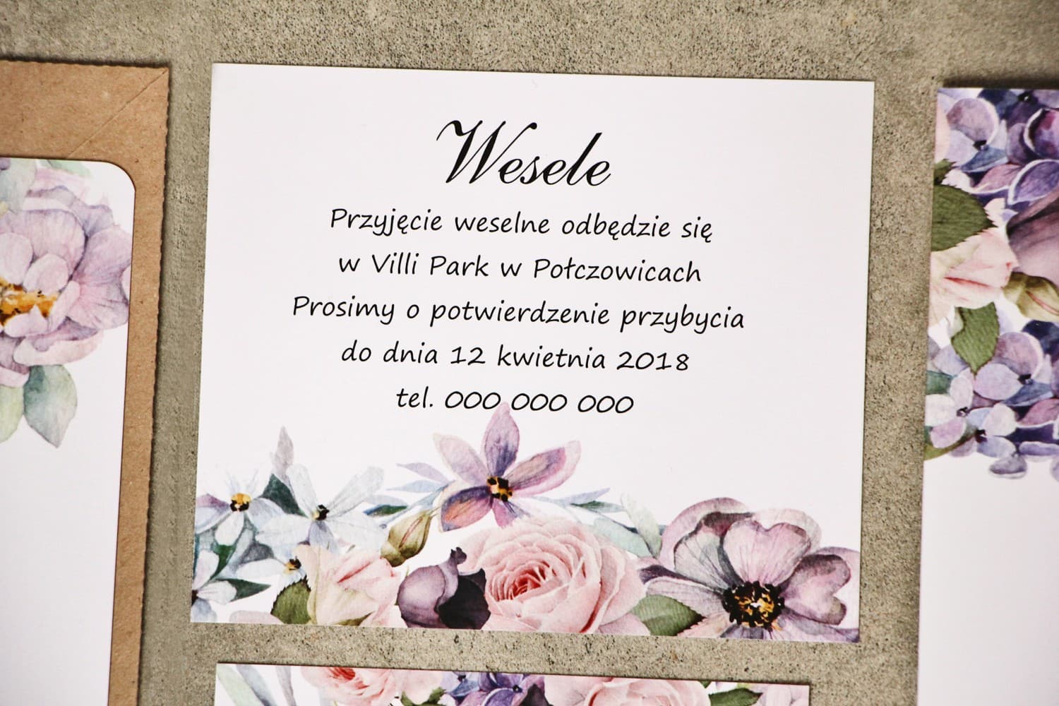 Pastel Floral Insert Card with Lilac and Roses | RSVP, Information Card | Sorento No. 2