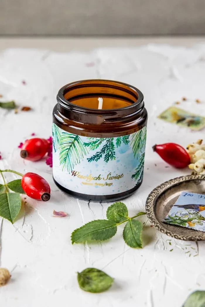 Promotional Soy Candle with Company Logo, Winter Motif | Scented Candles for Business | Promotional Items SE1