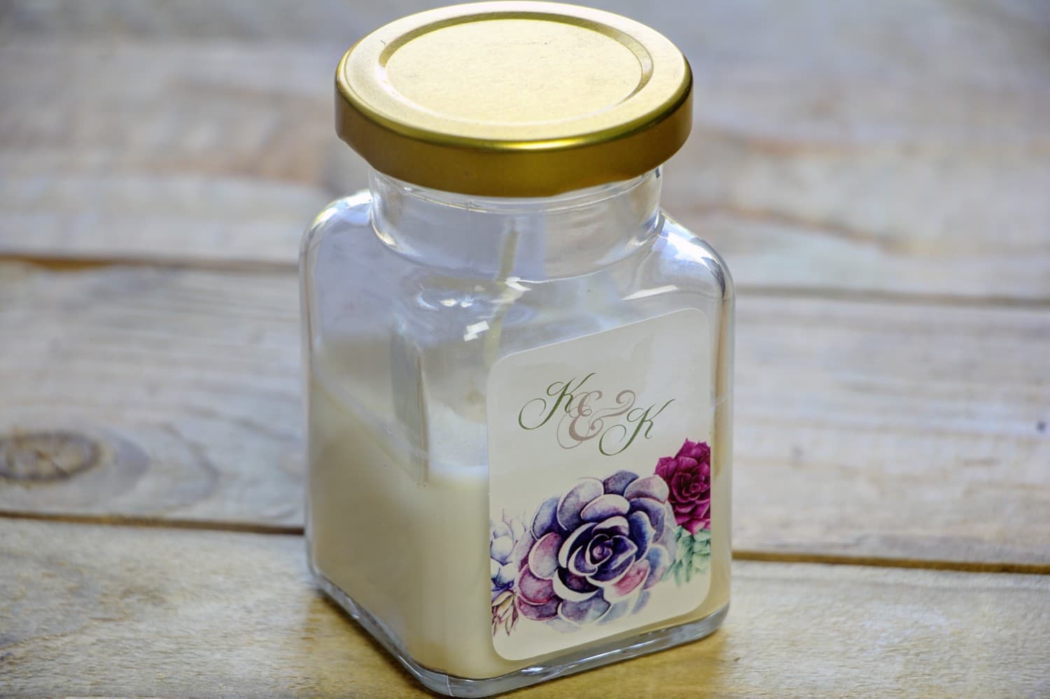 Watercolor No. 1 Soy Candle – Succulent Wedding Favours