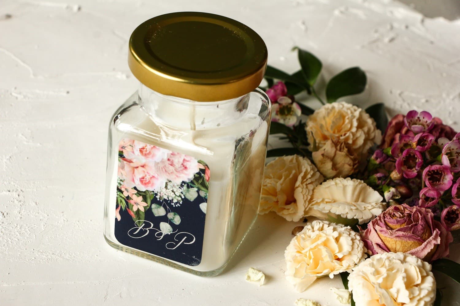 Soy Candle Pastel No. 3 – Glamour Wedding Favour with Peonies
