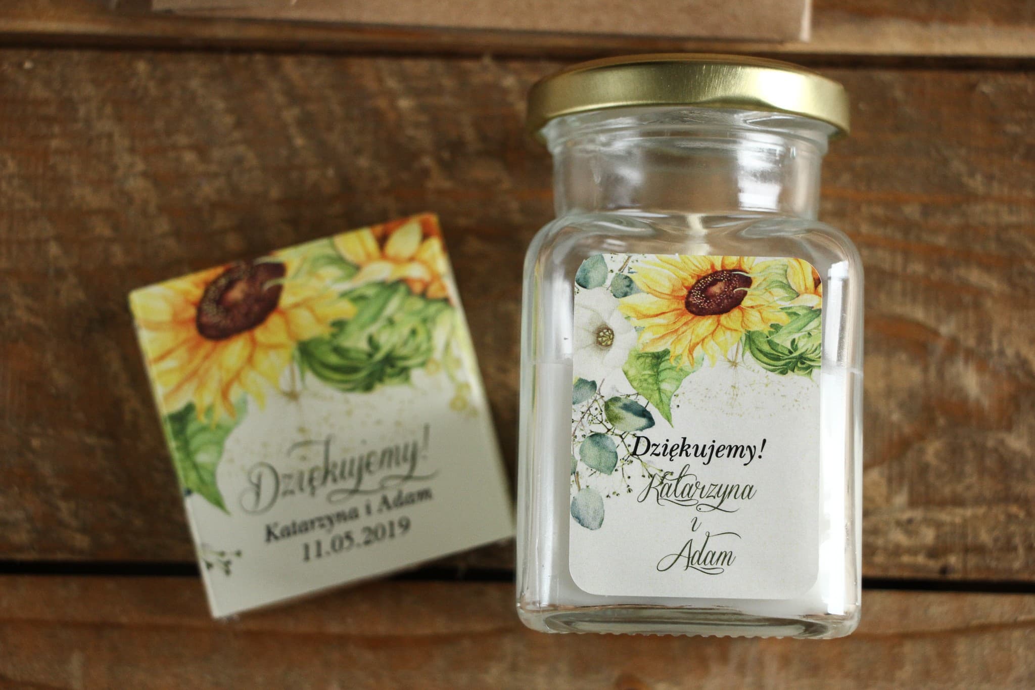 Kraft Soy Candle No. 5 – Sunflower Motif Wedding Favour