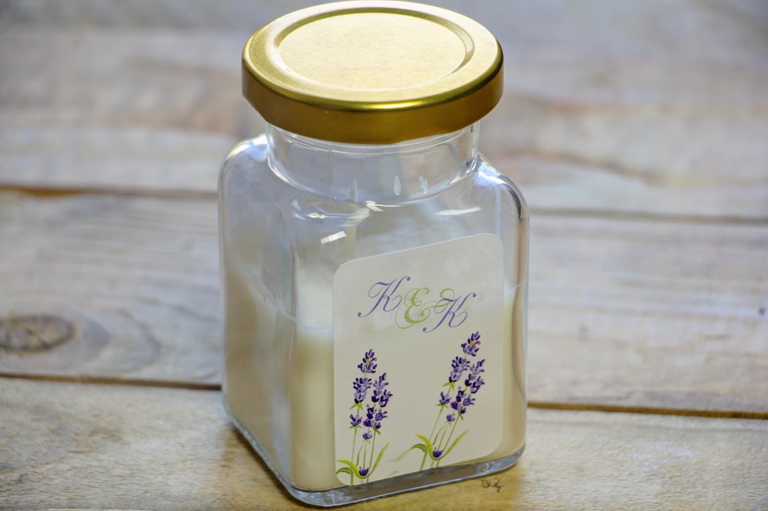 Watercolour Soy Candle No. 14 – Lavender Wedding Favour