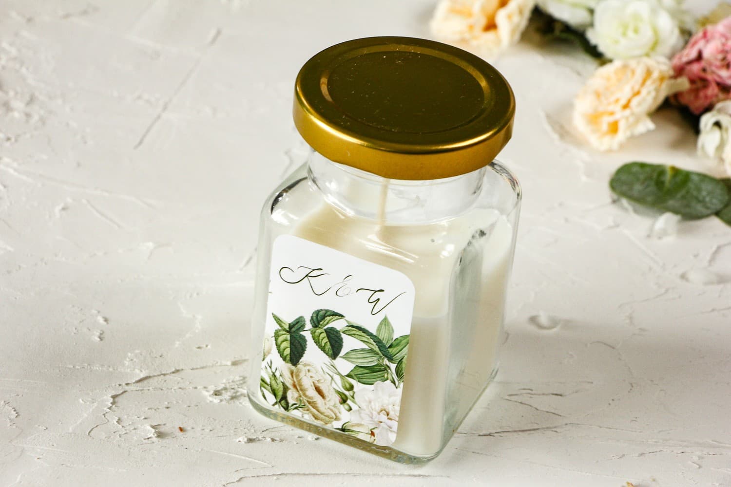 Wenis No. 4 Soy Candle – Wedding Favour with White Roses