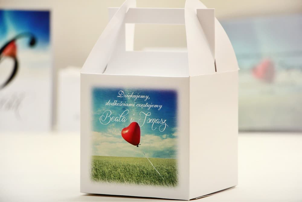Personalized Cake Boxes with Landscape and Balloon Motif | Wedding Cake Packaging | Elegant No. 19