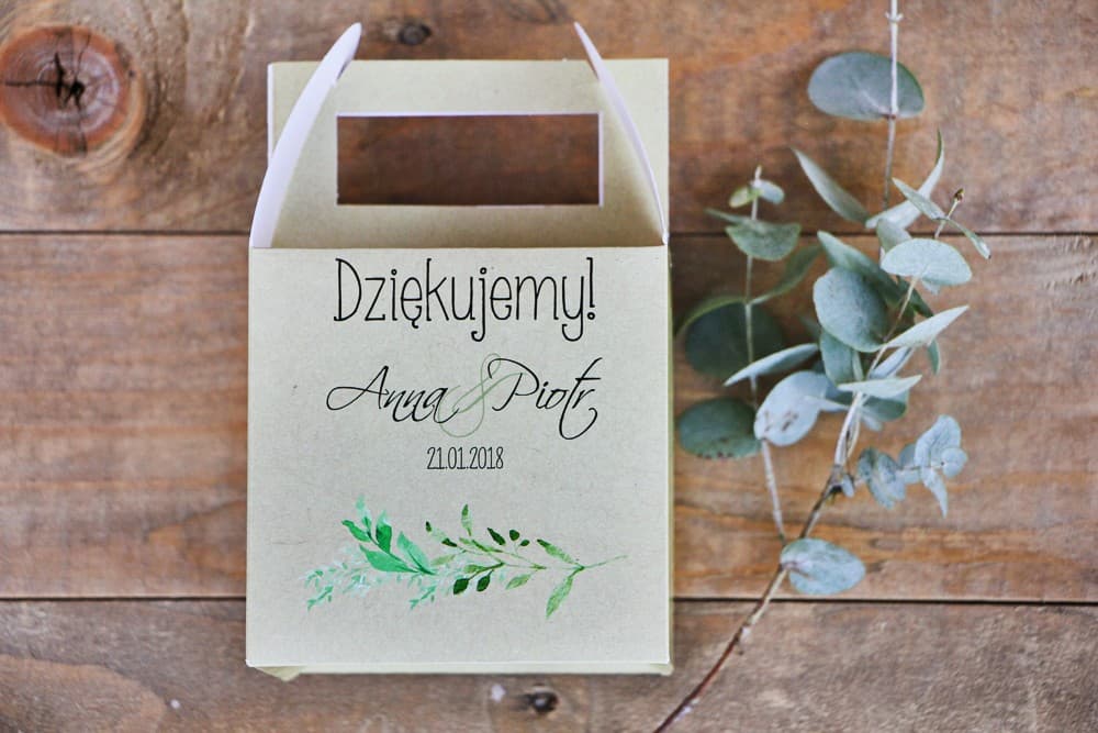 Eco-Friendly Wedding Cake Box with Leaf Motif | Wedding Favour | Margaret No. 7